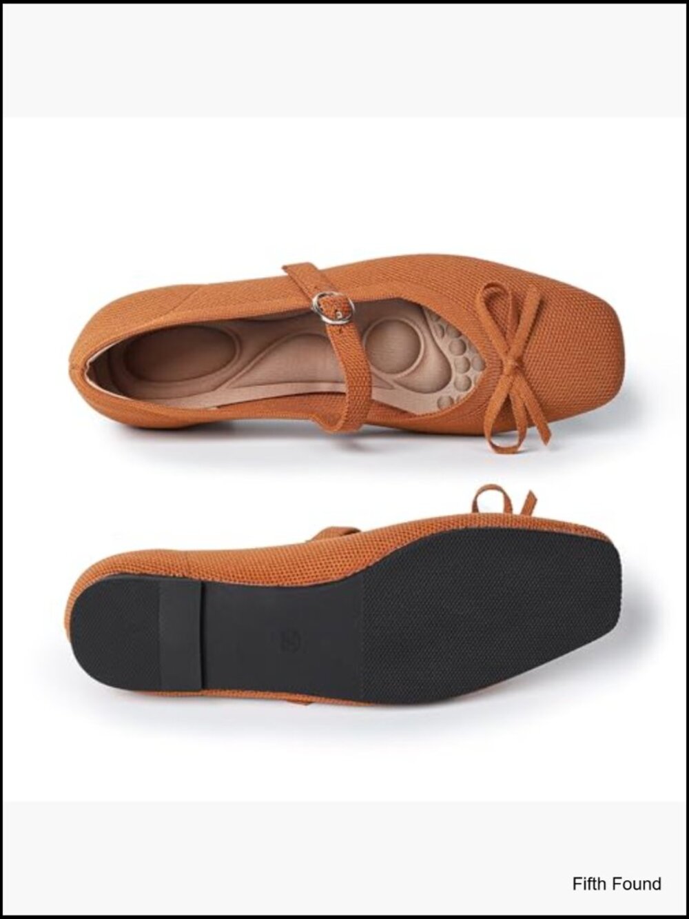 Knit Square Toe Mary Jane Flats with Ankle Strap Washable - Picture 4 of 7